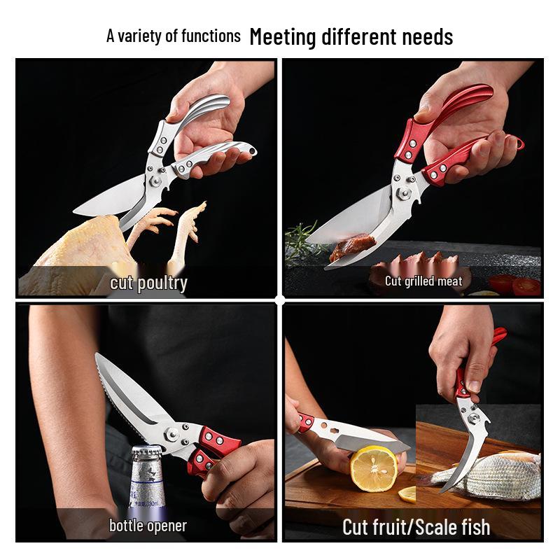 Tijeras de Cocina Multifuncionales de Alta Dureza con Mango de Aluminio para Cortar Huesos de Pollo, Pato y Ganso