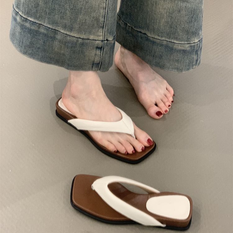 Silberne coole Hausschuhe Damen Sommer 2025 Französisch schlicht elegant bequem Zehen Urlaub Strand Zehensandalen Damenschuhe