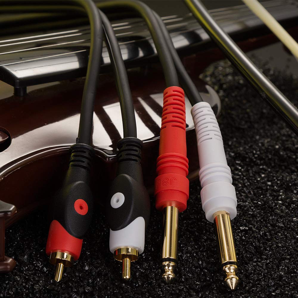 Mono-Telefon x Pin x 2 Audiokabel Cinch-Kabel Konvertierungskabel 2 x Cinch-Stecker auf 2 x Mono-Stecker 2-Cinch 6,35 mm (1m)