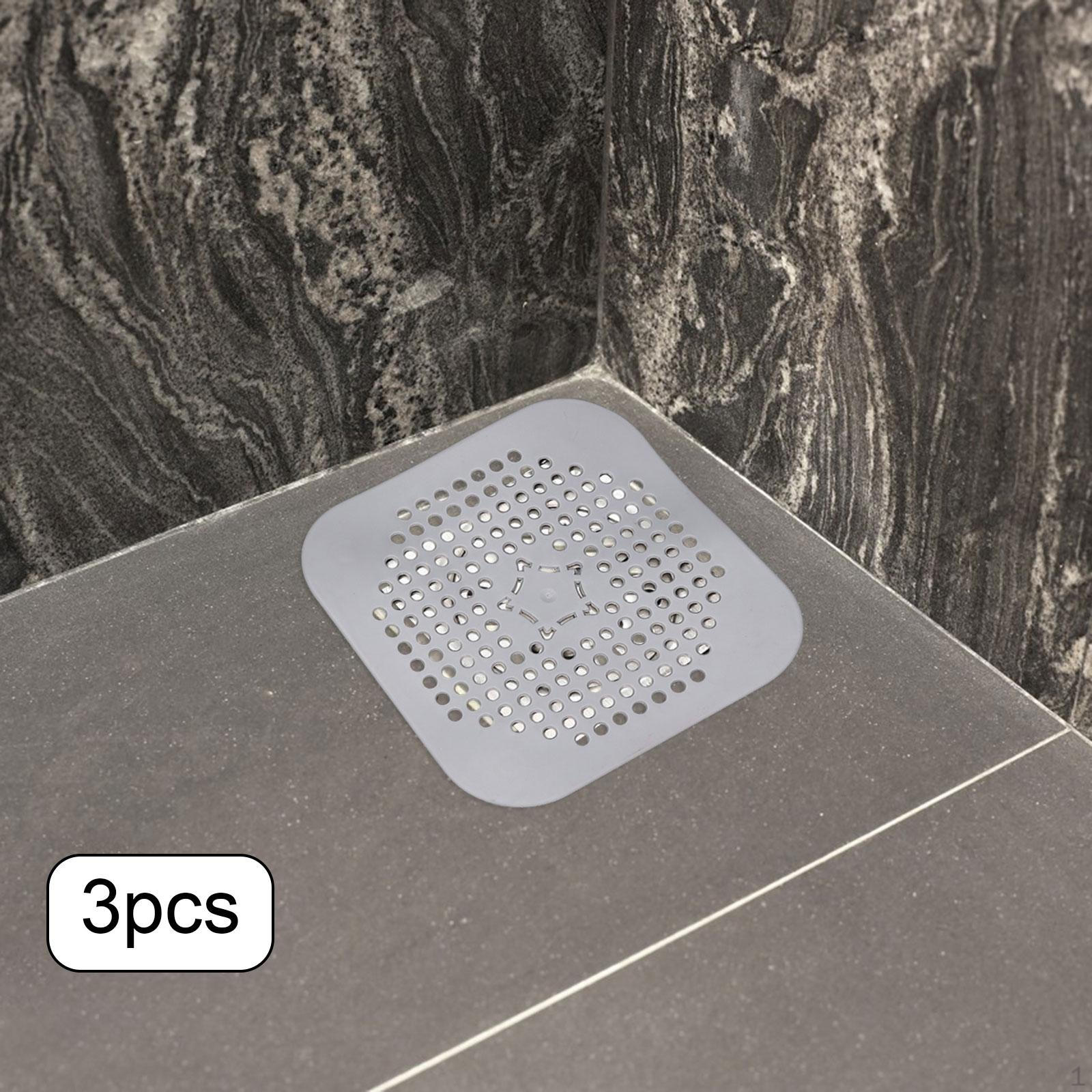 

3 упаковки сливной крышки, плоский фильтр 14x14 см, складная многофункциональная ручка для сбора волос для ванны серый