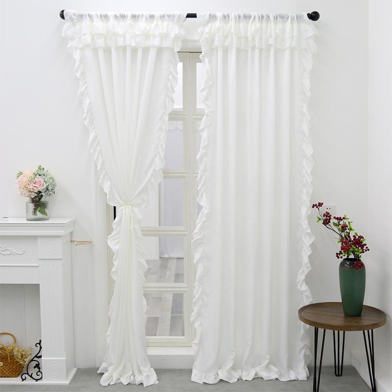 

1pcs Elegant White Ruffle Edge Curtain High Quality Home Living Room Window Decorative Drapes Gorgeous Cafe Office Curtains 100x130cm белый