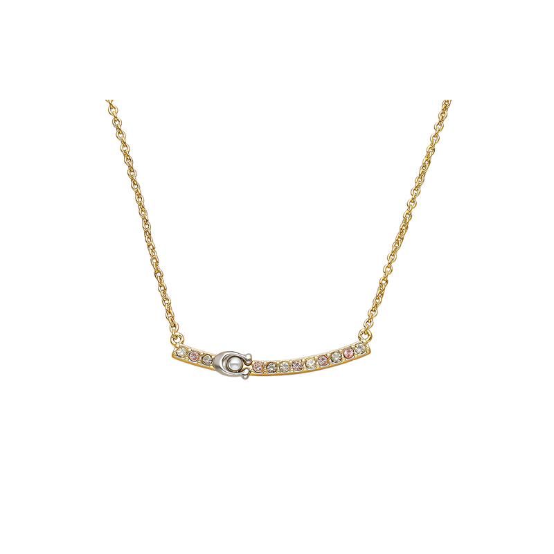 COACH Logo decoration, brass-plated glass cubic zirconia necklace, same style for men and women, gold