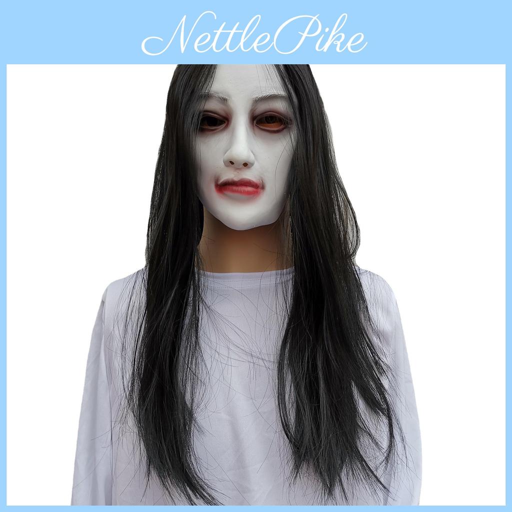 Latex Weibliche Geistermaske für Halloween Escape Room Requisiten und Spukhausdeko
