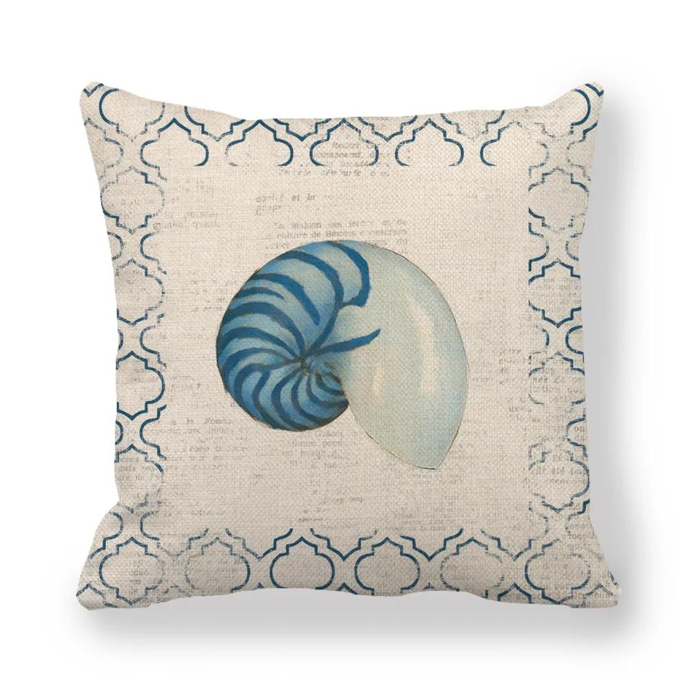 

Shellfish Pillow Covers Beach Starfish Seashell Ocean Throw Pillow Case Bedroom Home Decor Cotton Linen Cushion Cover 18x18 Inch 40x40cm16x16Inch