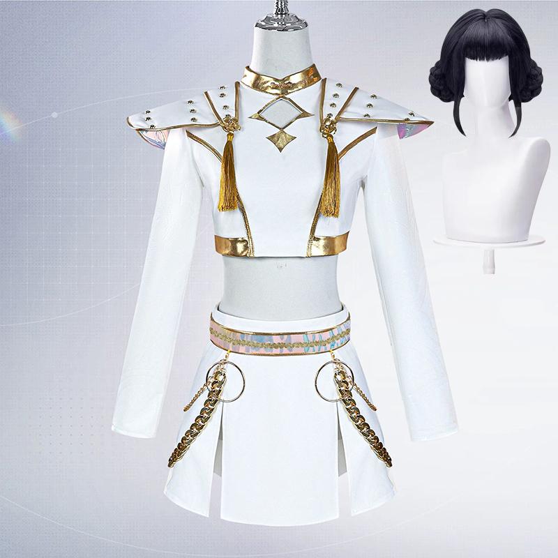Rumi Mira Zoey White Singing Suit Women Girls Halloween Party Role Playing Outfit Cosplay Costume Wig For Adult Children