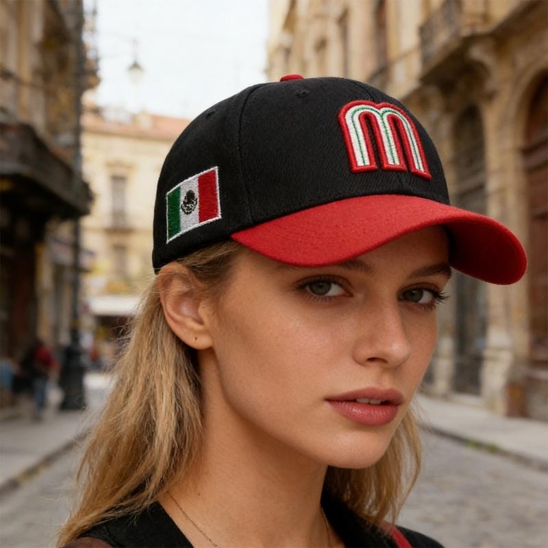 Mexico M Letter Embroidered Baseball Cap Adjustable Cotton Polyester Blend Sunhat For Men Women Kids