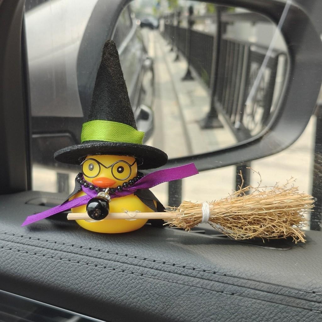 Car Decor Small Yellow Duck With Harry Potter Broomstick For Cabin Interior
