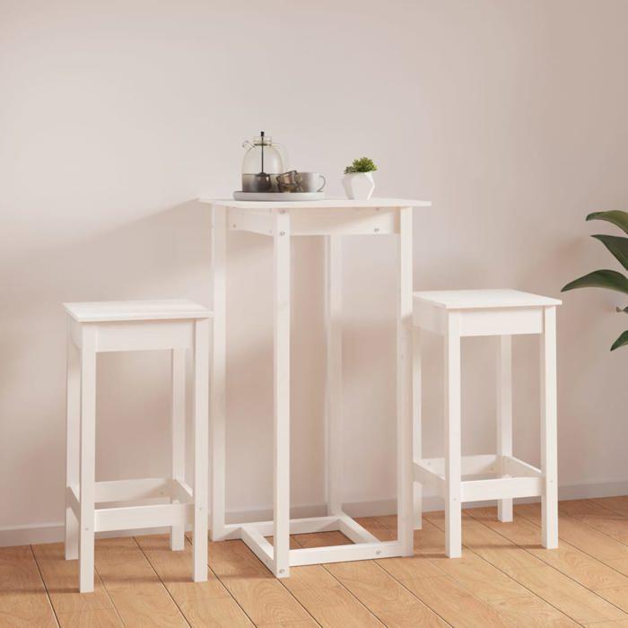VidaXL Ensemble de Bar 3 pcs Ensemble de Meubles de Bistro Meubles de Salle à Manger Cuisine Mobilier de Pub Intérieur Blanc 3124728