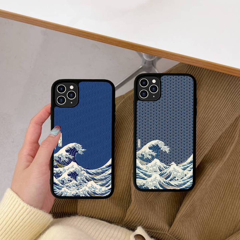 Japanese Waves PC+TPU Phone Case For IPhone 11 12 13 14 15 16 17 Plus Pro Max Cover