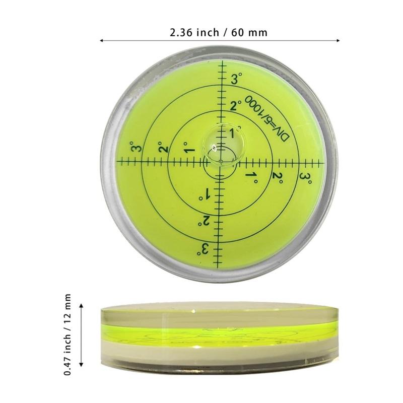 Bublinová vodováha 60 x 12 mm Stupněm označený povrch Kruhová vodováha Kruhové vodováhy Nástroje na měření bublinek