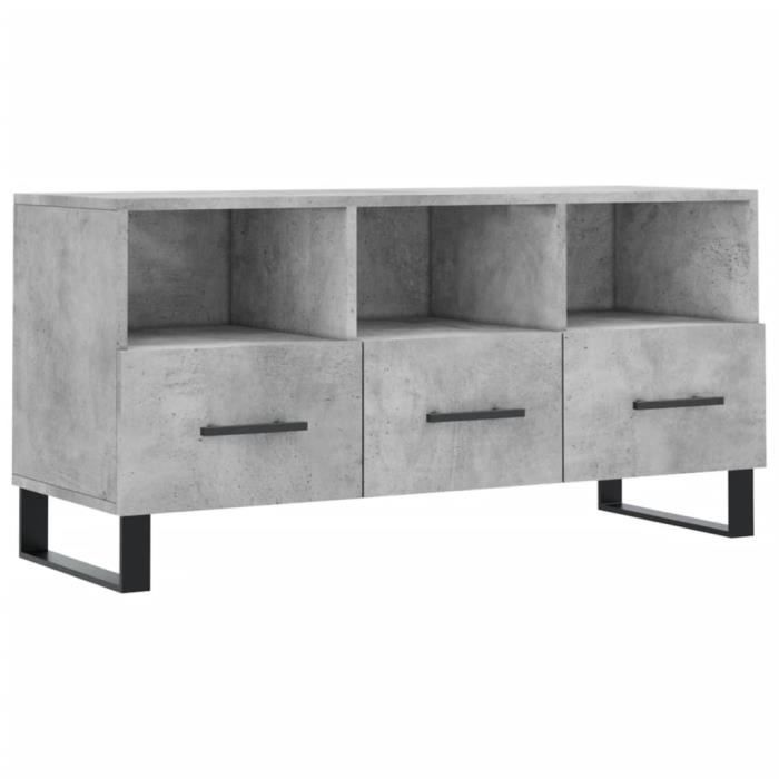 VidaXL Meuble TV gris béton 102x36x50 cm bois d'ingénierie 829064