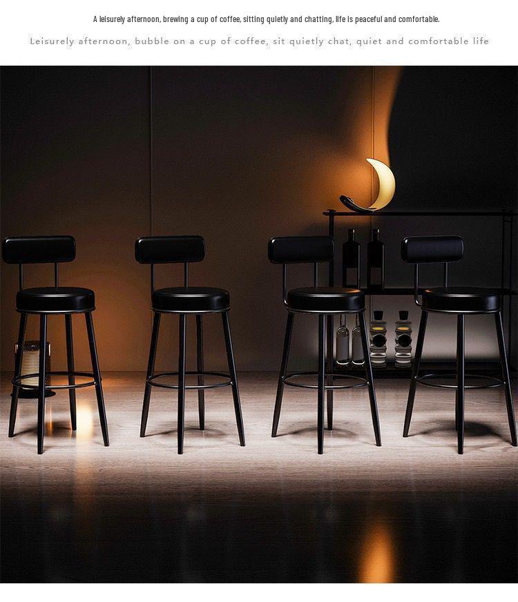 Nordic Modern High Backrest Bar Stool for Home & Coffee Shop