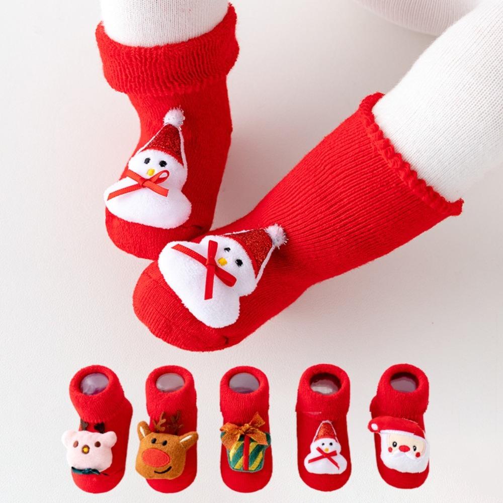 Chaussettes de Noël pour bébé, chaussettes douces pour bébé, collants de dessin animé pour nouveau-né, chaussettes moelleuses en peluche pour bébé garçon fille