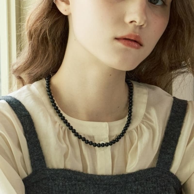 

BEFORE MOONRISE Natural Agate Necklace 6mm SN303-6 Black