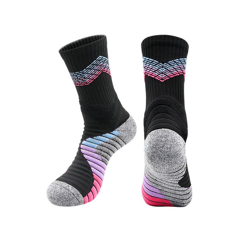 Summer Elite Men's Anti-slip Mid-calf Sports Socks: Durable, Thick, Towel Bottom, Perfect for Basketball & Cycling.