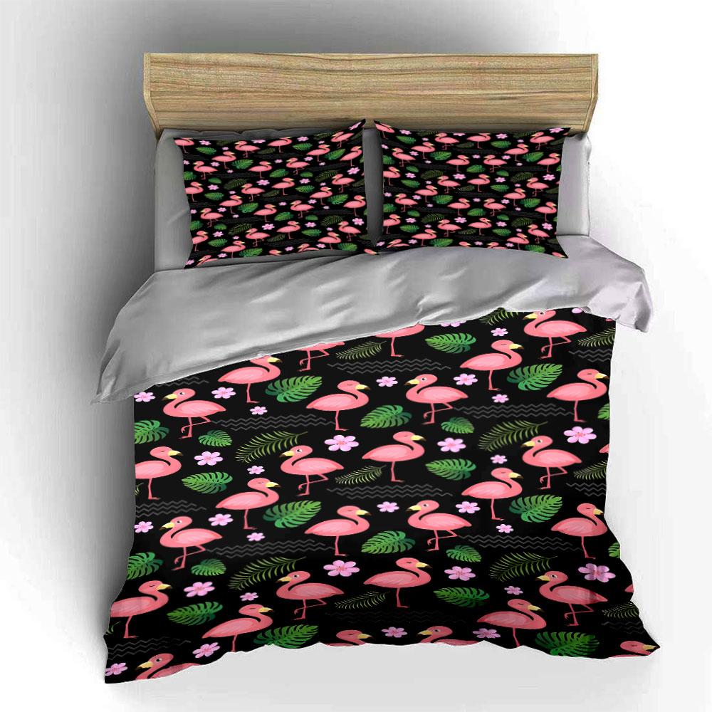 Tropical Flamingo Paradise Carnival Bedding Sets Duvet Covers Pillowcases(1* Duvet Cover 2* Pillowcases Without Duvet Insert)