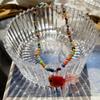Elegant Resin Fish Pendant Necklace with Colorful Rice Beads Exquisite Beaded Necklace Party Jewelry for Wedding Holiday