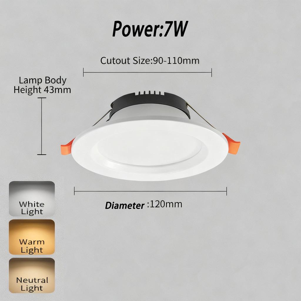 Ultra Slim Recessed Ceiling Lights 5W/7W/12W Warm/Natural/Cool White 3000K/4000K/6000K for Home Hotel Energy Efficient Lighting