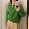 Autumn Winter Long Sleeved Half Zipper Pullover Sweater Turtleneck Fashion Elegant Office Sweet Lapel Loose Tops Casual Knitted Korean Simple Clothing