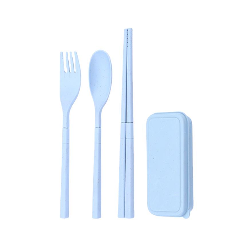 Ensemble de vaisselle portable pliable en blé: Baguettes pliantes créatives, Fourchette, Cuillère, Design en plastique adapté aux étudiants