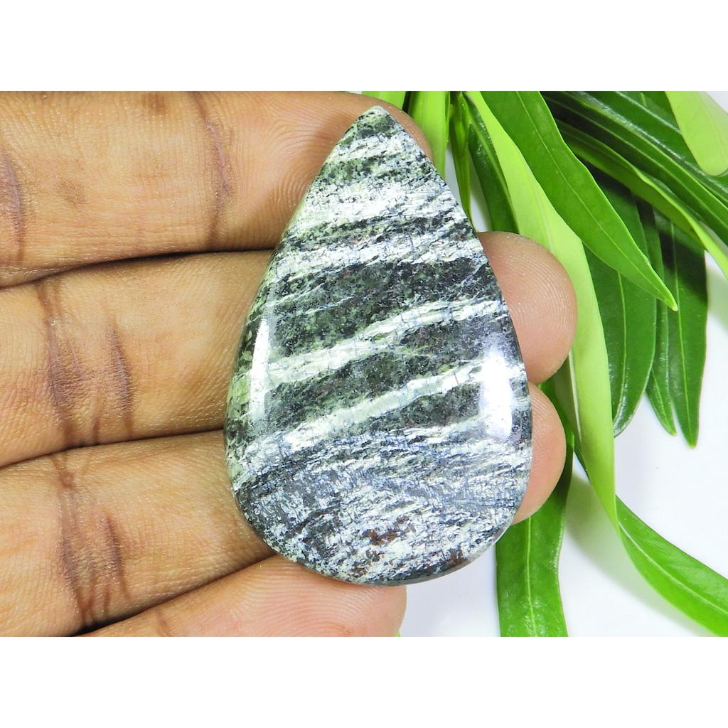 Natural Green Swiss Opal Rectangular Pear Cabochon Loose Gemstone 29X46X06MM SK-704