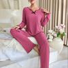 2025 European & American Autumn/Winter Ladies' Black Twisted Edge Two-Piece Casual Home Set