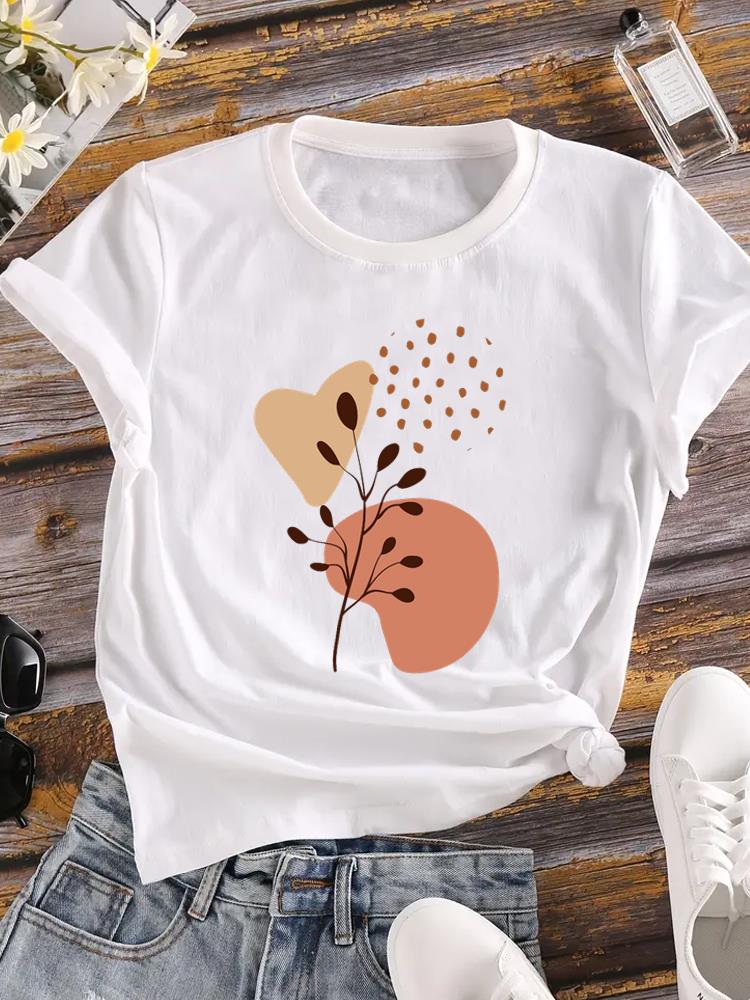 

(Asian Size) sweet flower trend Printed Female Top T Shirt Clothing Lady o-neck Short Sleeve T-shirts Casual Fashion Women Graphic Tee S