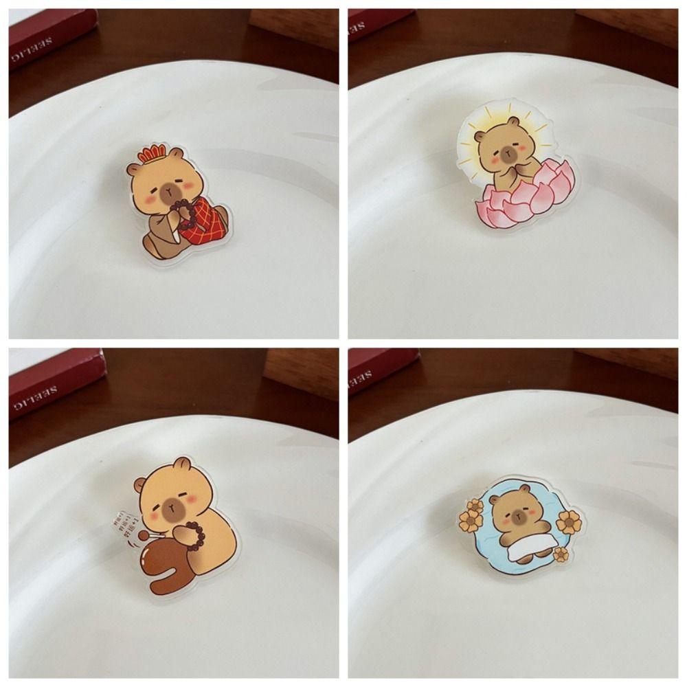 Flower Cartoon Acrylic Pin Animal Animal Badge Jewelry Capybara Brooch Backpack Decor