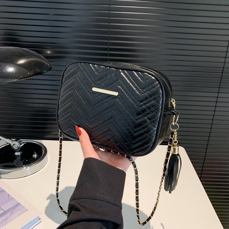 Trendy Simple Solid Color Small Round Bag Fashionable Chic Crossbody For Women чёрный