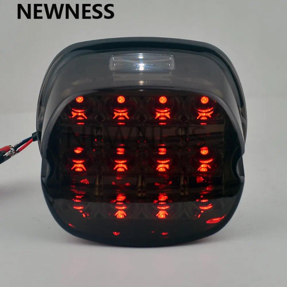 New 12V Smoke Red Taillight Lay Back LED Tail Brake License Plate Light For Harley Softail Fat Boy FXST Dyna Night Train FXD