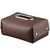 J Nordic style simple modern design living room central table Napkin Holder hand made leather tissue box  Paper Case storage box