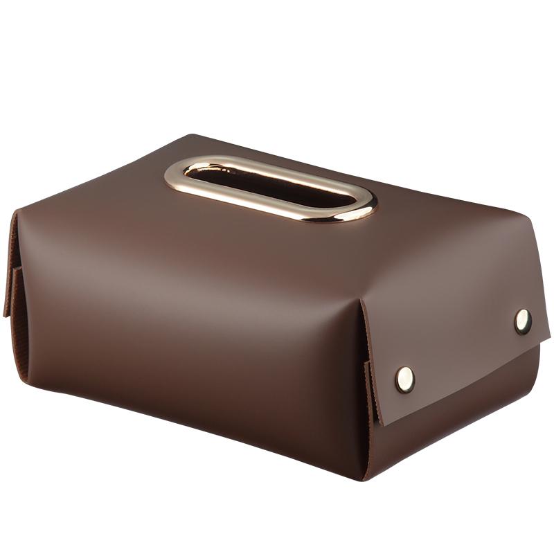 J Nordic style simple modern design living room central table Napkin Holder hand made leather tissue box  Paper Case storage box