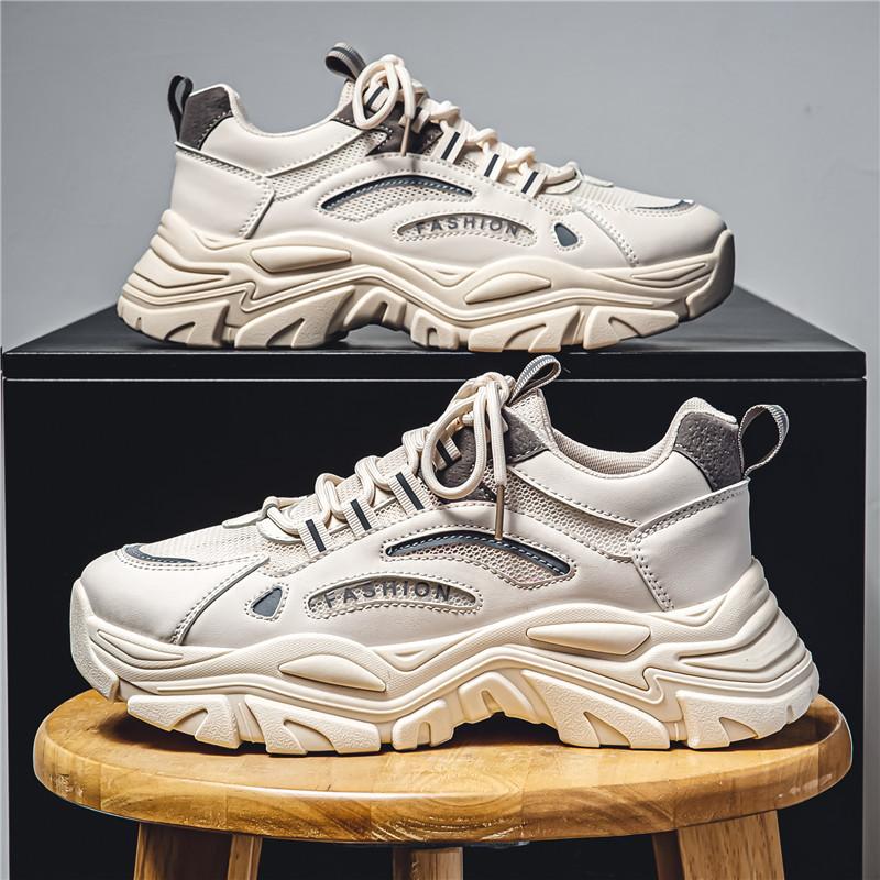 

Мужские кроссовки Низкие Толстая подошва Папины кроссовки Повседневные Спортивные Универсальные для всех случаев 39-44 39 бежевый