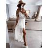 Elegant Satin Long Dress With V Neck For Summer Beach And Casual Wear