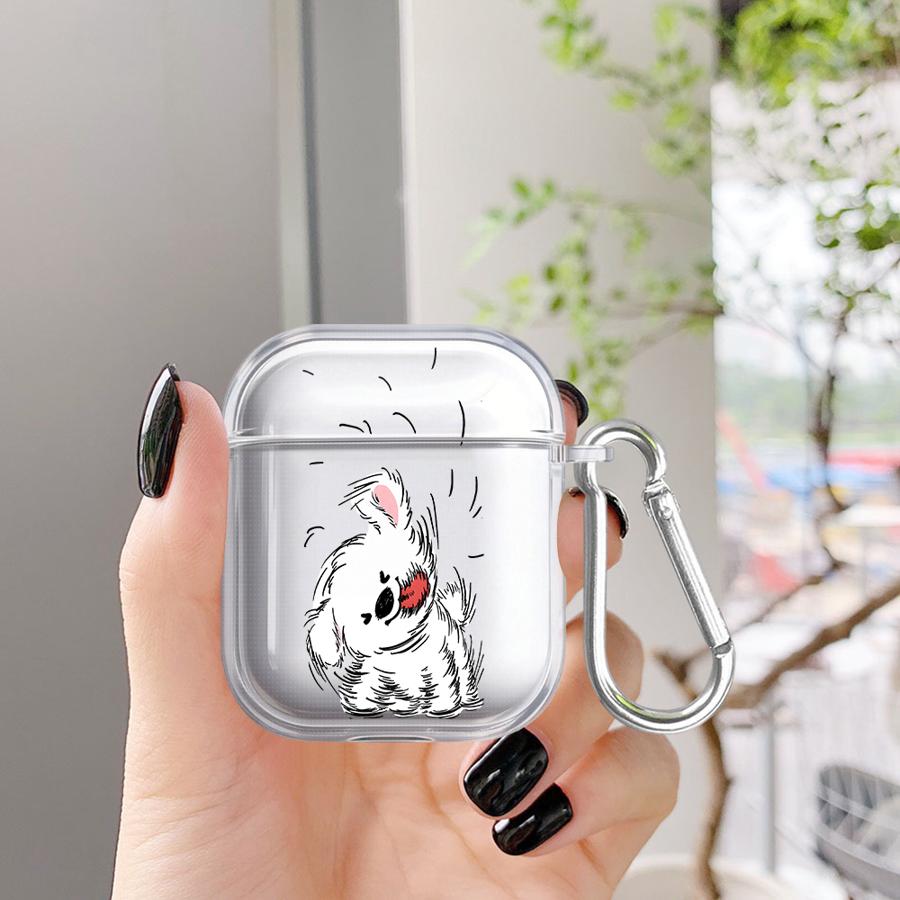 Case For Airpods Pro 2 4 1 Pro2 3 Pro3 Clear Earphone Cases Cover Cartoon Lines Messy Puppy
