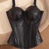 Crocodile Pattern Faux Leather Corset Top With Adjustable Straps