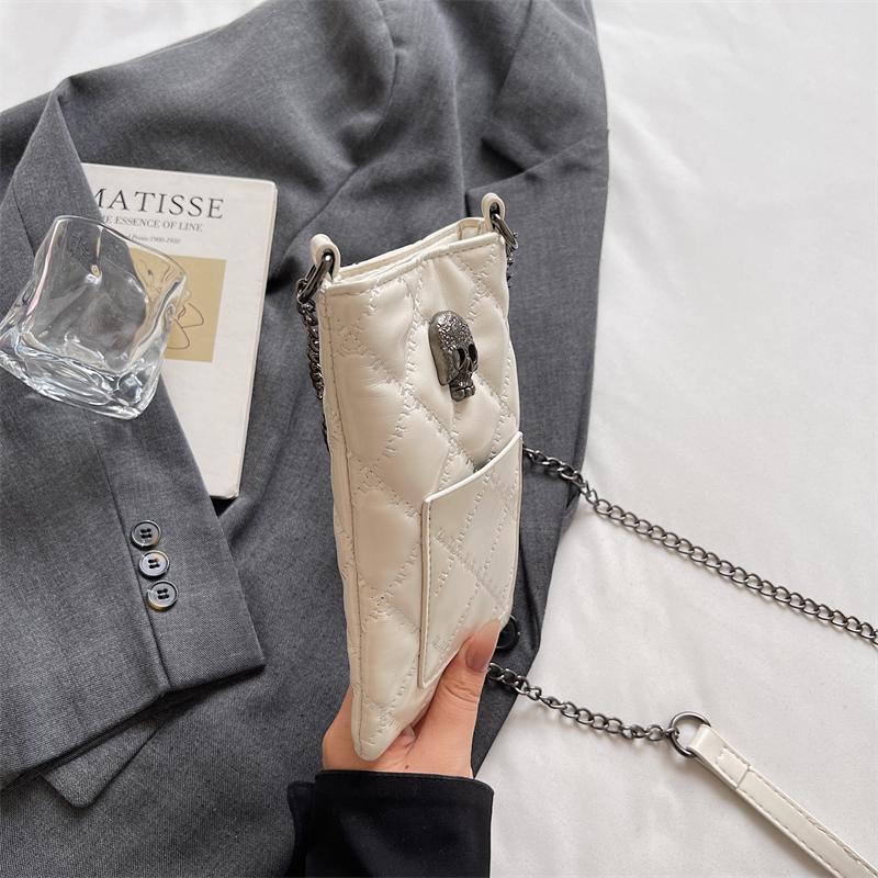 Borsa per Cellulare Teschio da Donna a Rombetti con Catena a Spalla Crossbody