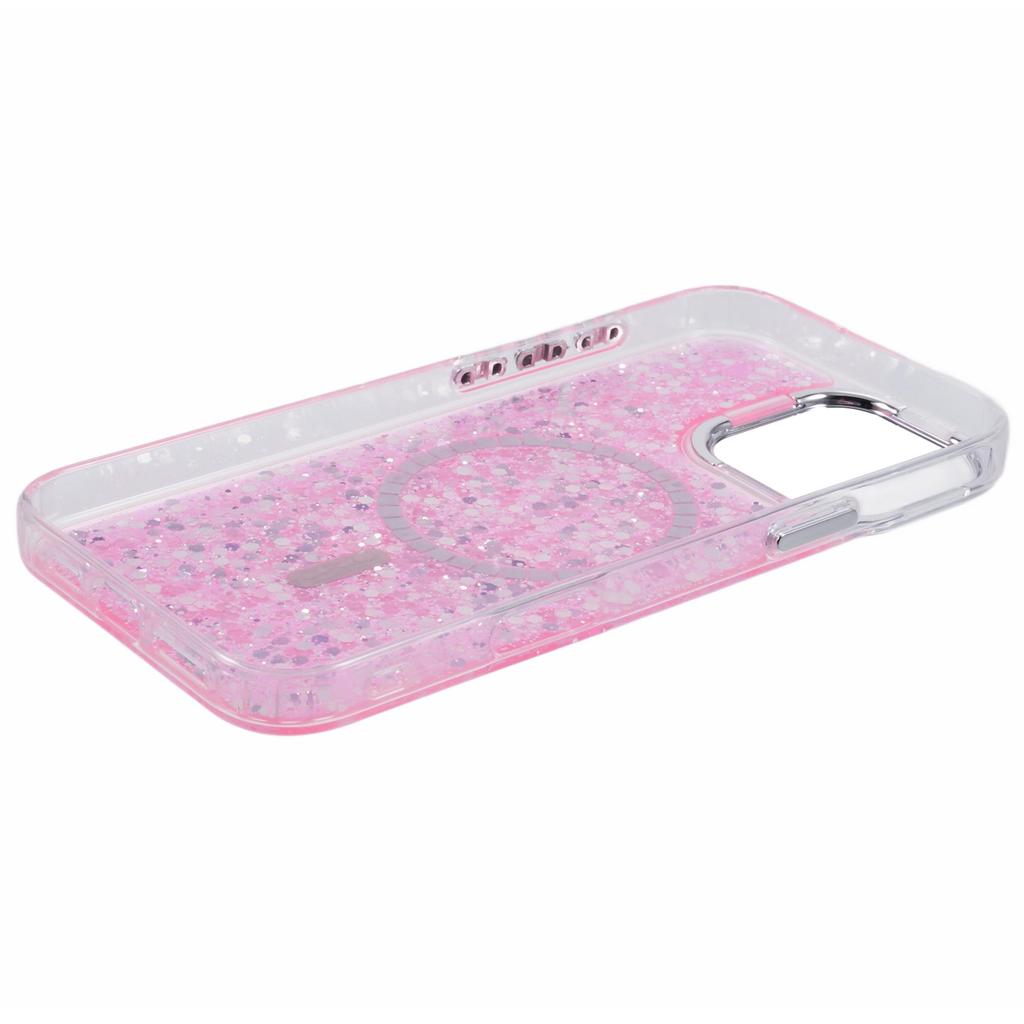 For iPhone 16 Pro Max Case Compatible with MagSafe Glitter Sequin Epoxy TPU+Acrylic Phone Cover