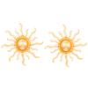 High Quality Zinc Alloy Sun Shape Pierced Stud Earrings for Women Retro Style Gold Copper Color Zircon Personality Big Earring