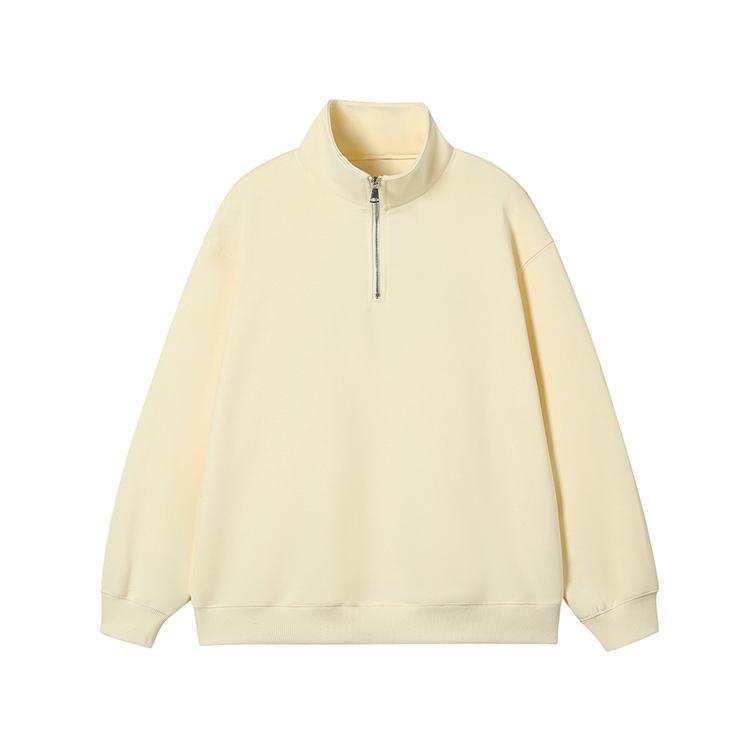 330g Hua Cotton Autumn & Winter Women's Casual Half-Zip Sweatshirt with Semi-High Neck