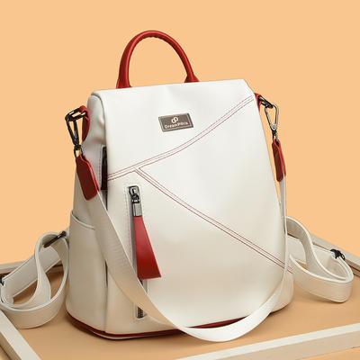 Anti Theft Back Zipper Backpack In Summer New Casual Women's Backpack Fashionable Color Block Women's School Bag
