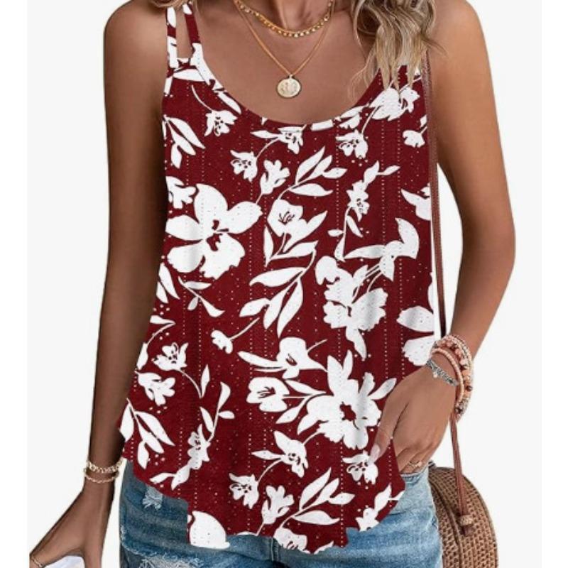 TIFICY Damenmode Casual Sommer Frühling Einfarbig Druck Ärmellos U-Ausschnitt Blusen & Hemden