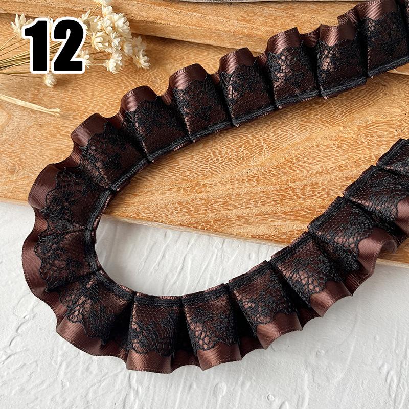 9M Lolita Lace Bead Ruffled Lace Fabric Pleated Edging Satin Ribbon Diy Baby Clothing Skirt Curtain Furniture Decor Lace Trim