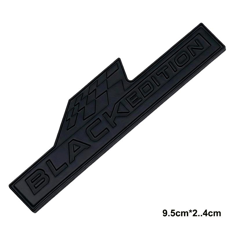 Car Black Edition 3D Emblem Sticker - Racing Checkered Flag Style Self-Adhesive Auto Body Decal Badge