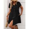 Summer Vacation V-neck Short Sleeved Ruffled Dress for Women Dress