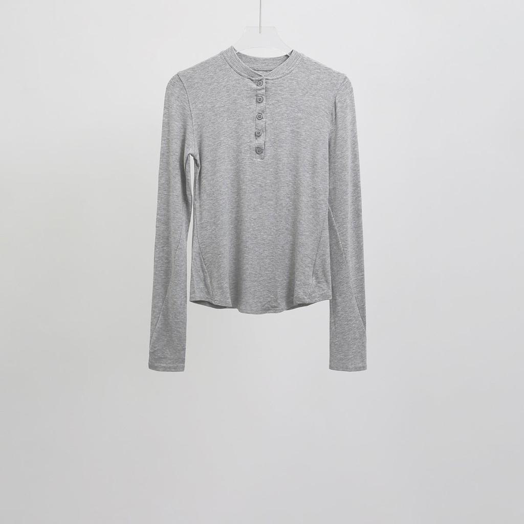 Жіночий топ-henley з довгим рукавом для йоги на осінь та зиму - Базовий шар, Повсякденний, Обтислий одяг для бігу та тренувань