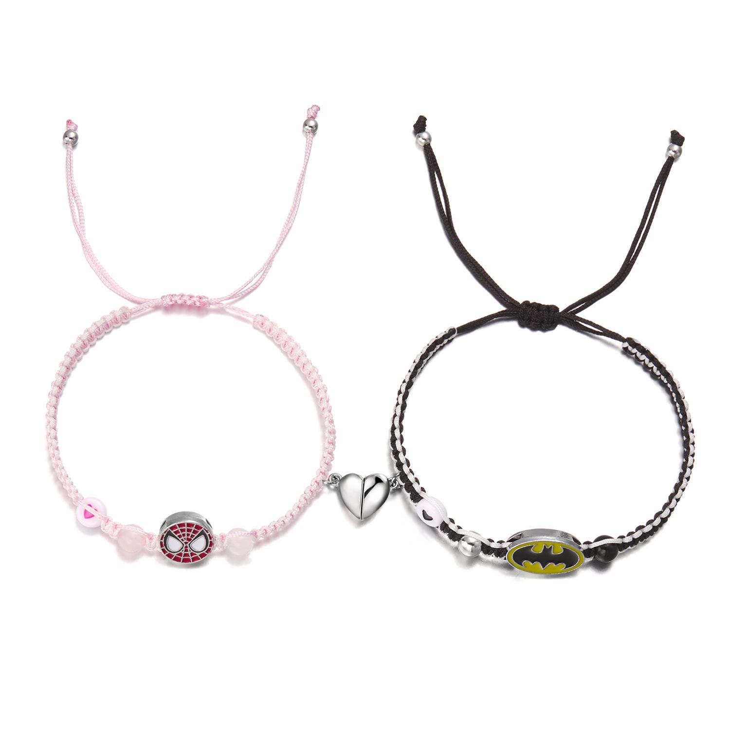 

Hello Kitty Braided Bracelet Cartoon Couples Best Friend Bff Friendship Bracelets 2Pcs/set Magnetic Matching Wristband Gift