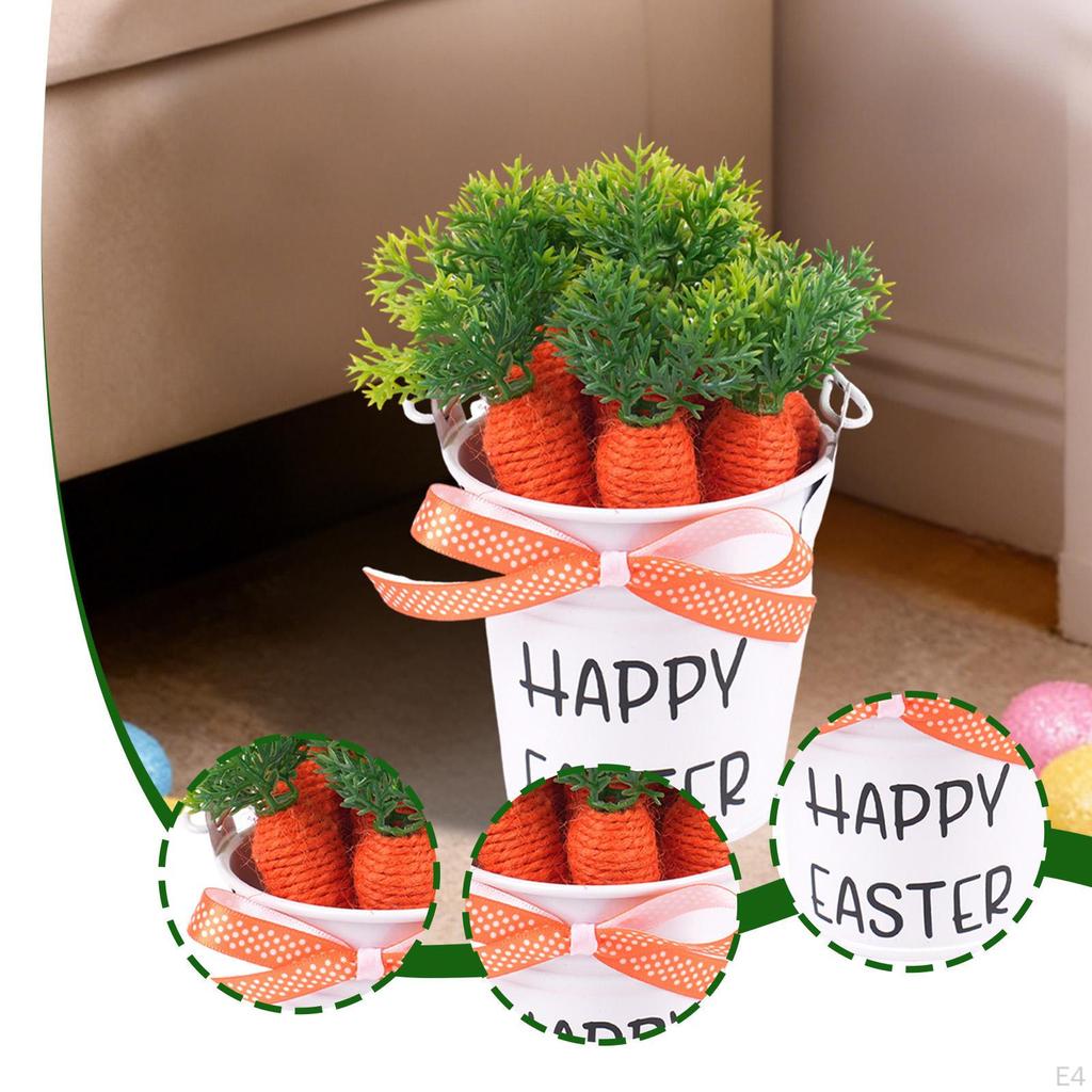 Easter Carrot Bucket Basket Handheld with Handle Collecting Decor for Garden Party