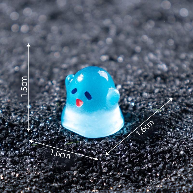 Glowing Mini Ghost Figurine 10Pcs Resin Craft Ornament for Halloween Fairy Garden Desktop Home Party Decor
