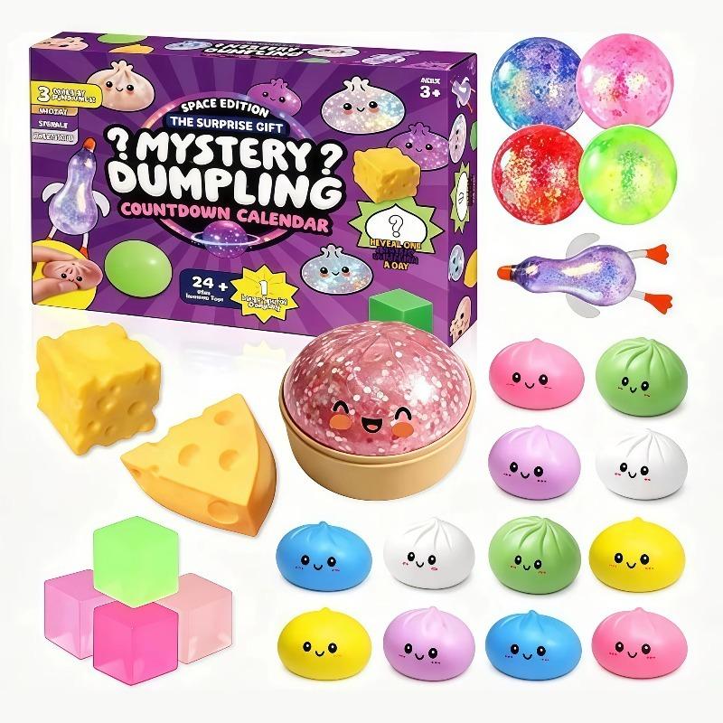 Calendario dell'Avvento Misterioso con Scatola Cieca, Scatola Sorpresa da 24 Giorni con Conto alla Rovescia, Squishy Sensoriali Illimitati Regali per Natale.